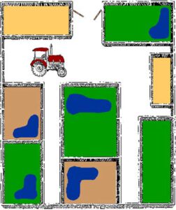 Ein Plan von einem Bauernhof bietet den Kindern viele Möglichkeiten des Spielens.